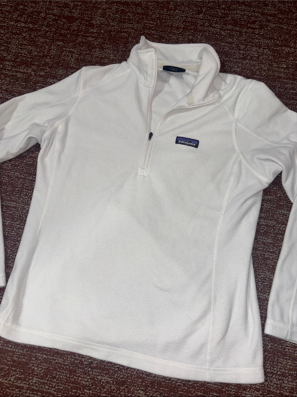Patagonia quarter zip white fleece pullover active long sleeve womens sweatshirt